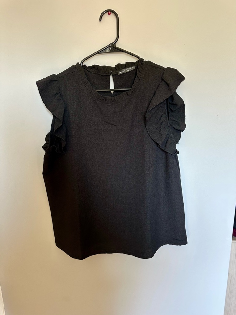 SHEIN Black Ruffle Sleeve Blouse